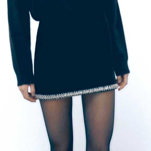 Zara Dresses & Skirts - Zara Velvet Mini Skirt bottom embellished - Size XS - NWT